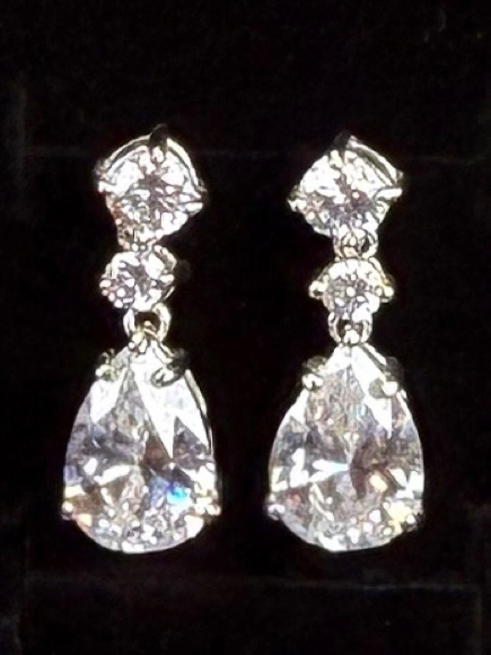 Vintage Silvertone bling dangle pierced earrings